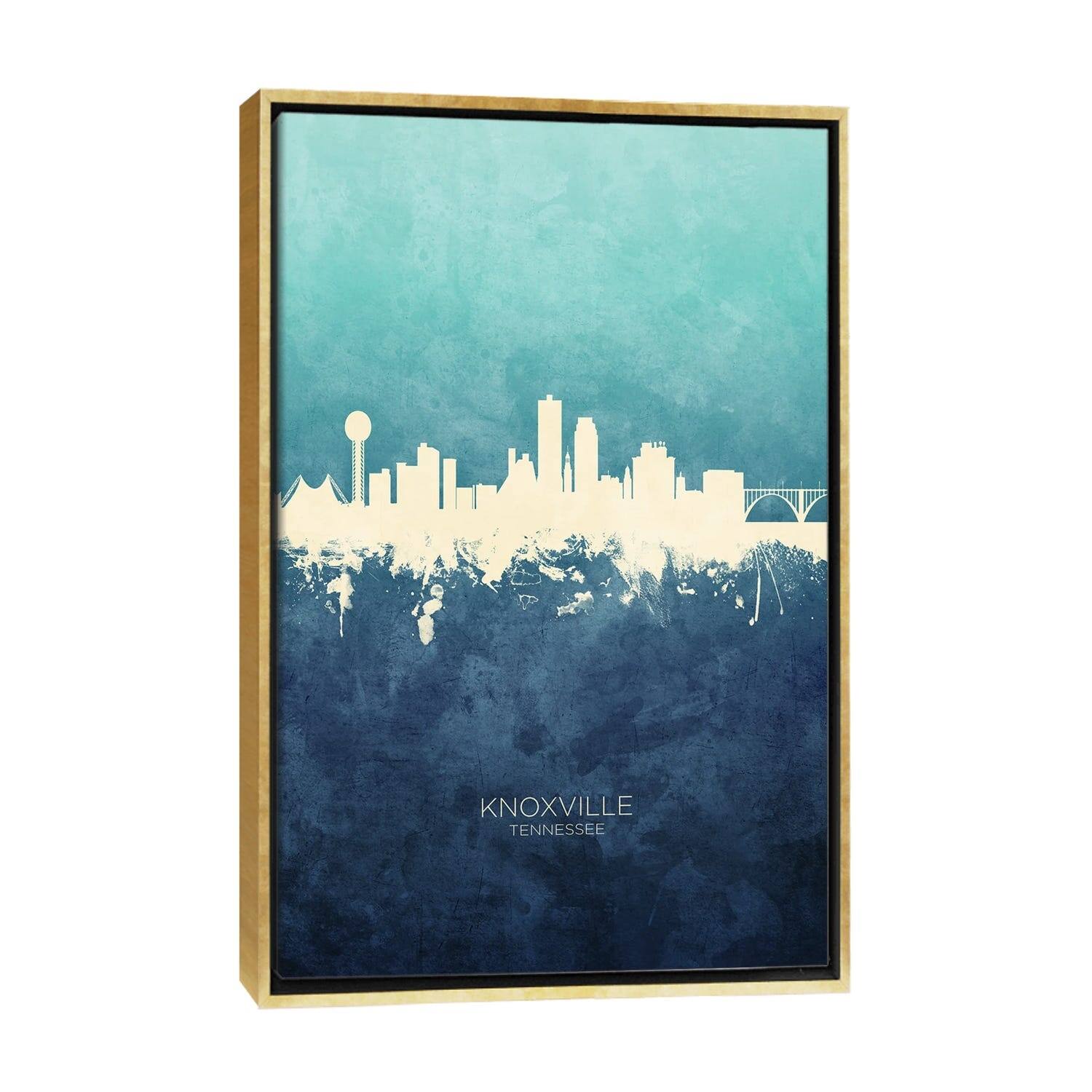 iCanvas "Knoxville Tennessee Skyline Navy Cyan" by Michael Tompsett